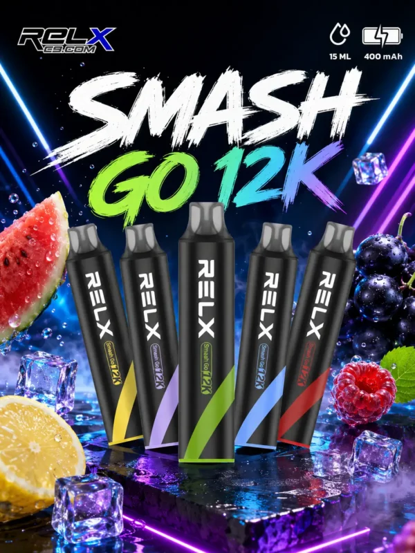 ChatGPT-Image-2026年8月31日-上午04_15_05.webp RELX Smash Go 12000口 拋棄式電子煙 主打獨家防乾燒技術 結合15ml澎湃大容量與3%~5%尼古丁鹽調配