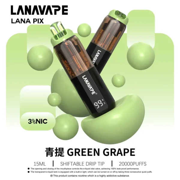 LANA PIX 閃光彈 20000口 拋棄式電子煙 搭載獨家可摺疊式吸嘴與Mesh網芯 帶來濃郁爆汁口感